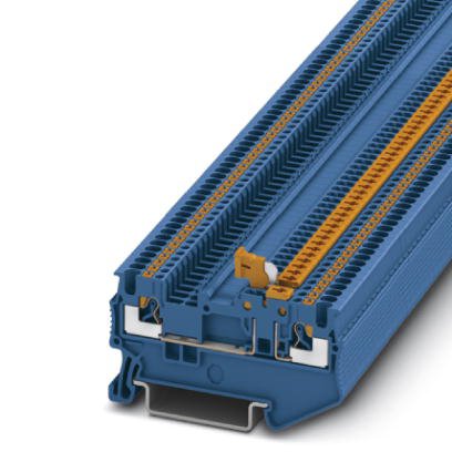 Phoenix Contact Knife Disconnect Terminal Block; PT 1.5/S-MT BU ; 10A; 300V; 1-Level; #26 - #16; Push-In Connection; Blue